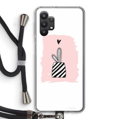 Zwart-wit cactus: Samsung Galaxy A32 5G Transparant Hoesje met koord