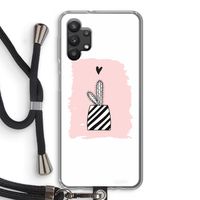Zwart-wit cactus: Samsung Galaxy A32 5G Transparant Hoesje met koord