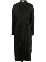 Brunello Cucinelli robe-chemise ceinturée à plastron plissé - Noir