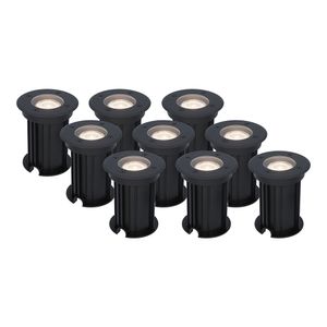 9x Maisy dimbare LED grondspot - Rond - Zwart - 4000K neutraal wit - 5 Watt - IP67 straal waterdicht - 3 jaar garantie Grondspot buiten 230V