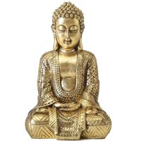 Zittend Boeddha beeld goud polystone 70 cm   -