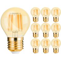 Voordeelpak 10x LED Lamp E27 Kogel Filament - Brinton - Amber 4W 360lm - 822 Zeer Warm Wit 2200K - G45 | Vervangt 32W