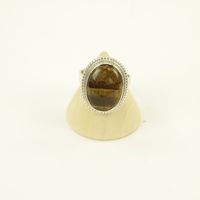 Zilveren Ring met Tijgeroog Maat 17,5 Model 2 (Sterling Zilver 925) - thumbnail