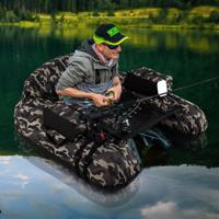 Opblaasbare Rubberboot Visboot met Verstelbare Hengelsteun Vishaakstator Aluminium Peddels en Vinnen Camouflagekleuren