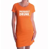 Koningsdag jurkje Probably drunk oranje voor dames - thumbnail