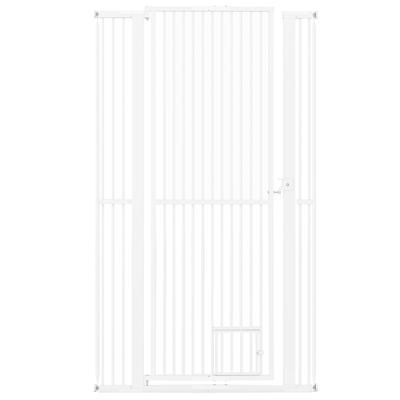 Hoge Dierenbarrière Metalen Veiligheidshekje met 2 Uitbreidingssets Zonder Boren 77-104 cm x 171 cm Wit