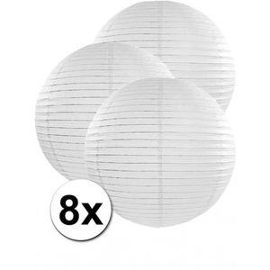 8x stuks witte luxe lampionnen van 50 cm