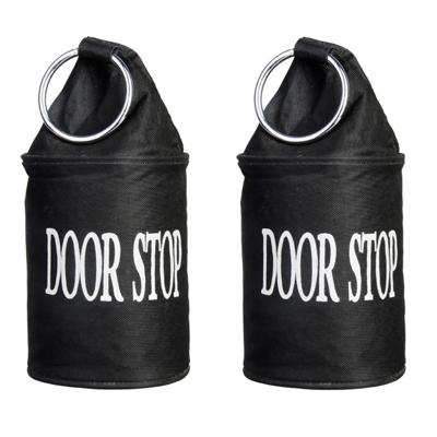 Canvas deurstopper zwart met ring - 2x - H15 cm - Deur vastzetter - Deurstop 2,7 kg