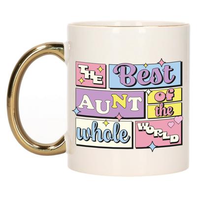 Cadeau koffie/thee mok - de beste tante - van de wereld - goud - 300 ml - keramiek Cadeau koffie/thee mok - de beste tante - van de wereld - goud - 300 ml - keramiek