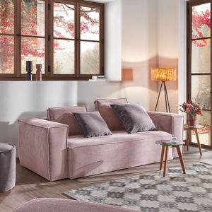 Kave Home 2-zits Bank 'Blok' 210cm Rib, kleur Roze