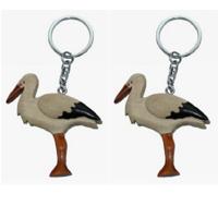 Houten ooievaar sleutelhangers 6 cm van hout - 20x stuks - Geboorte feest attenties - vogels - diere