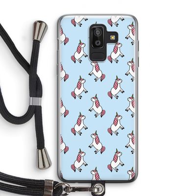 Eenhoorns overal: Samsung Galaxy J8 (2018) Transparant Hoesje met koord