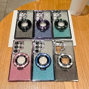 telefoon hoesje Voor Samsung Galaxy S24 S23 Ultra Plus S23 S22 S22 PlusUltra Achterkant Magnetische adsorptiekoffer met standaard Ondersteuning draadloos opladen Bling glitter glanzend TPU Lightinthebox