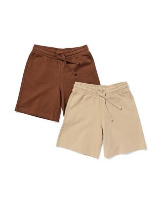 HEMA Kindershort regular fit sweatstof - 2 stuks beige (beige)