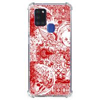 Extreme Case Samsung Galaxy A21s Angel Skull Rood