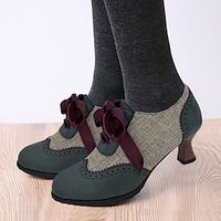 Dames Hoge hakken Oxfords Bullock Shoes Grote maten Vintage schoenen Feest Dagelijks Kleine hak Ronde Teen Elegant Casual minimalisme Suède Effen Kleur Kleurenblok Donkerrood Zwart Groen miniinthebox