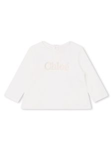 Chloé Kids t-shirt en coton biologique à logo brodé - Blanc