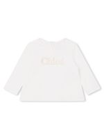 Chloé Kids t-shirt en coton biologique à logo brodé - Blanc