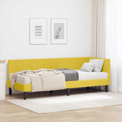 Hoekbedframe met matras met hoofdeinde Geel 80 x 200 cm Fluweel