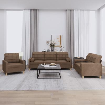 3-delige Loungeset met kussens stof bruin