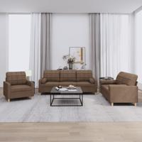 3-delige Loungeset met kussens stof bruin