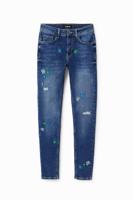 Push-up skinny jeans met borduursels - BLUE - 34