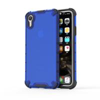 Schokbestendige honingraat PC + TPU beschermhoes voor iPhone XR (blauw)