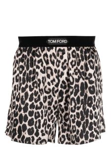 TOM FORD boxer en soie à imprimé léopard - Noir