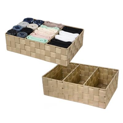 Opbergmanden - 2x - 3 vaks - bruin - ladekast organizer - ondermode