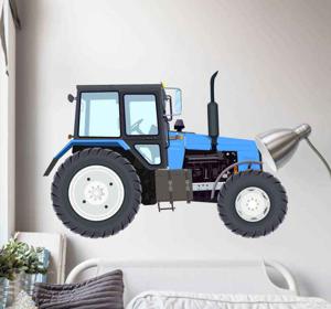 Stickers Blauwe moderne tractor