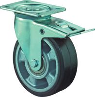 BS Rollen Zwenkwiel voor zware lasten | wiel d. 125 mm draagvermogen 200 kg | totale rem rubber | 105 mm 85 mm | 1 stuk - LB520.B80.125 LB520.B80.125