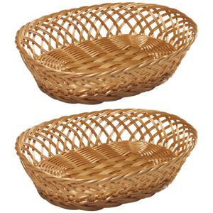 Kesper fruitmand/broodmand - 2x - ovaal - 23,5 x 31 x 8,5 cm - Tafel dekken - broodmandjes