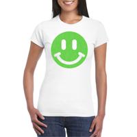 Verkleed T-shirt voor dames - Smile Emoticon - wit - carnaval/foute party - feestkleding Verkleed T-shirt voor dames - Smile Emoticon - wit - carnaval/foute party - feestkleding