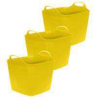 Flexibele emmer - 3x - geel - 15 liter - kunststof - vierkant - 30 x 29 cm