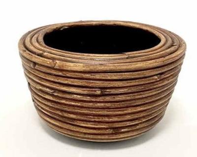 Drypot Rotan Stripe D19H12Cm Brons - Van der leeden