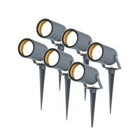 Set van 6 Spikey dimbare LED prikspots - excl. GU10 - Wandspot - IP65 voor binnen en buiten - Grondspies - Antraciet