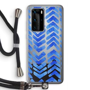 Blauwe pijlen: Huawei P40 Pro Transparant Hoesje met koord