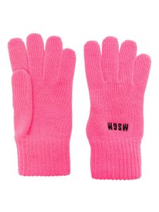 MSGM gants en maille à logo brodé - Rose