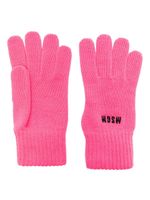 MSGM gants en maille à logo brodé - Rose - thumbnail