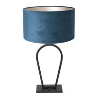 Steinhauer Zwarte schemerlampStang met blauwe velours kap - 3510ZW