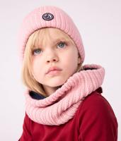 Gebreide kindermuts met fleecevoering PETIT BATEAU rozen