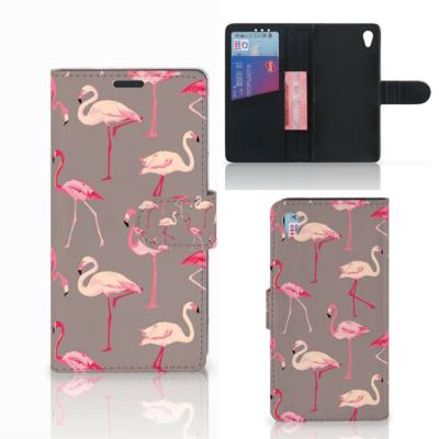 Sony Xperia Z3 | Telefoonhoesje | Met pasjeshouder | Flamingo