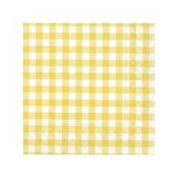Servetten Vichy Karo - 20x stuks - 3-laags - geel/wit geblokt - 33 x 33 cm - Lente/Pasen