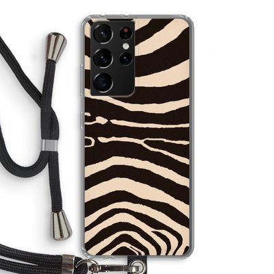 Arizona Zebra: Samsung Galaxy S21 Ultra Transparant Hoesje met koord