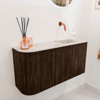 Toiletmeubel Mondiaz Joya Dlux | 81.6 cm | Meubelkleur Walnut | Faye wastafel Nata Wasbak Rechts | Zonder kraangat(en)
