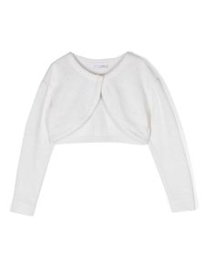 Monnalisa cardigan crop nervuré à rayures - Blanc