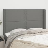Hoofdbord met randen 147x16x118/128 cm stof donkergrijs