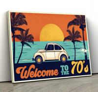 Vintage canvas schilderij Welcome to the 70's