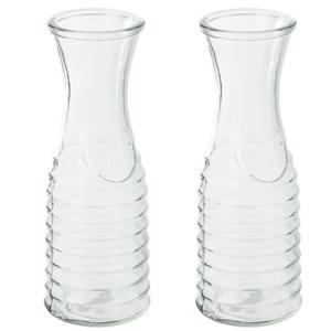 Secret de Gourmet schenk Karaf - 2x - 1 liter - glas - D10 x H26 cm - Met uitlopende hals