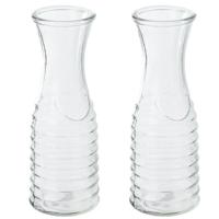 Secret de Gourmet schenk Karaf - 2x - 1 liter - glas - D10 x H26 cm - Met uitlopende hals - thumbnail